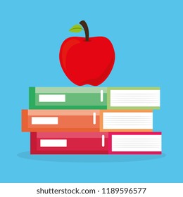 pile books with apple