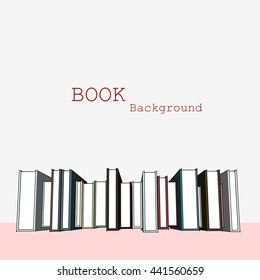 Pile of books background. Vector illustration.  Books isolated on white.