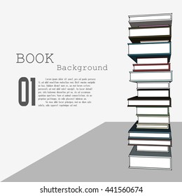 Pile of books background. Vector illustration.  Books isolated on white.