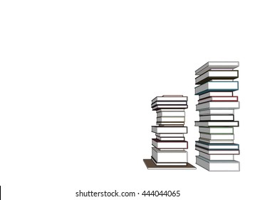 Pile of books background. Vector illustration. Books isolated on white.