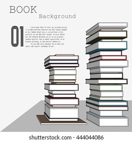 Pile of books background. Vector illustration. Books isolated on white.