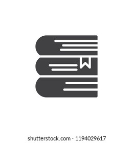 Pile of books with bookmark vector icon. filled flat sign for mobile concept and web design. Literature and library simple solid icon. Symbol, logo illustration. Pixel perfect vector graphics