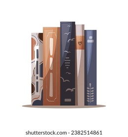 Pile of books. Bookstore, bookshop, book lover, reading, interior concept. Isolated Isolated Vector illustration.