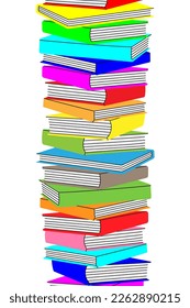 Pile of books. Bookstore, library, book shop. Literature, dictionaries, encyclopedias, planners. Vector illustration