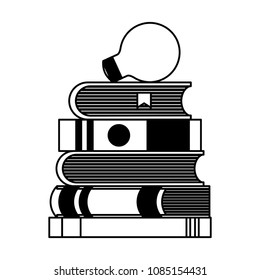 pile books with bulb