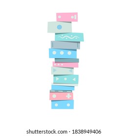 Pile of books in cartoon style.  Isolated on white background. Pastel color vector illustration
