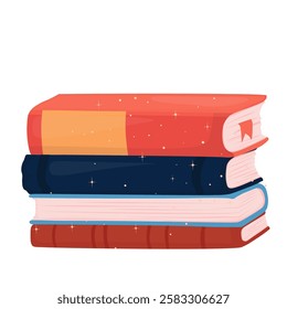 Pile of books. closed books for reading. Vector Stock Illustration. Education, knowledge, study concept, Cozy  reading. Isolated on white background. 