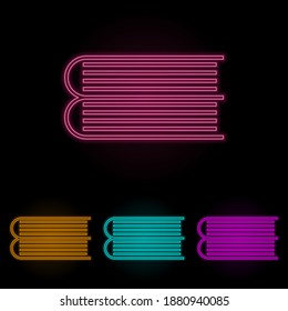 pile of books color neon set. Simple thin line, outline vector of web icons for ui and ux, website or mobile application