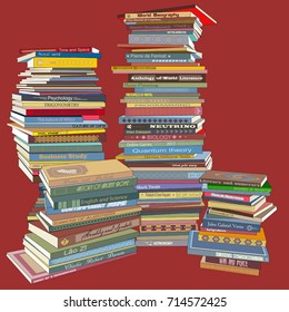Pile of books. Detailed vector image of different books.
