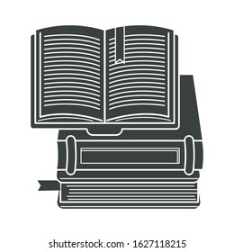 Pile of books flat style, isolated icon, textbooks stack with bookmarks vector. Concept of learning, novels writing and publishing, literature and knowledge. Text on pages, volumes in hardcover