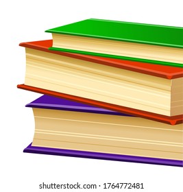 Pila de libros de estilo plano, aislada en un fondo blanco.  Ilustración vectorial.