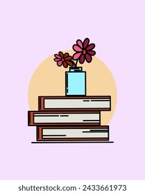 Pile of books in a flat style, isolated.  Vector illustration.