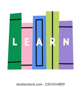 Pile of books in a flat style. Vector illustration.