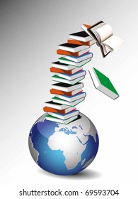 Pile of books and globe