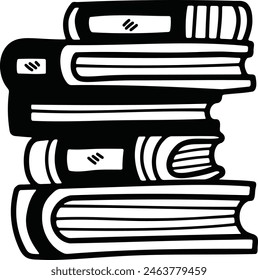 a pile of books illustration in line style