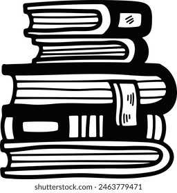 a pile of books illustration in line style