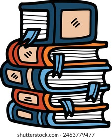 a pile of books illustration in line style