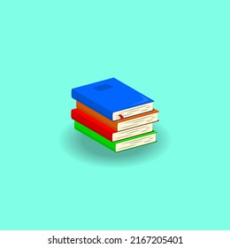 Pile of Books Isometric Flat Design
