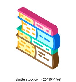 pile books isometric icon vector. pile books sign. isolated symbol illustration