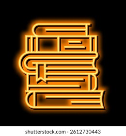 pile books neon light sign vector. pile books illustration
