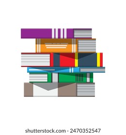 Pile of books. Reading education, e-book, literature, encyclopedia. Vector illustration in flat style