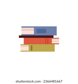 Pile of books. Stack of colored textbooks. Vector isolated school bestsellers literature, dictionaries and encyclopedias, library or bookstore. Knowledge exam and education concept