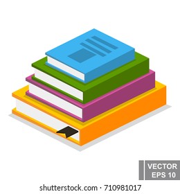 A pile of books. Training. Reading. Simple flat style. For your design.