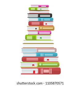 Pile of books vector illustration. Icon stack of books with solid color and flat style.