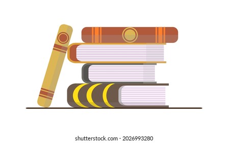 Pile of books vector illustration on white background. 
