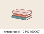 Pile of books vector illustration. Stack of books, Book school library. Hand drawn style vector design illustrations.