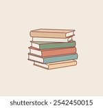 Pile of books vector illustration. Stack of books, Book school library. Hand drawn style vector design illustrations.