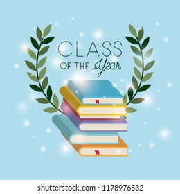 pile books with wreath crown