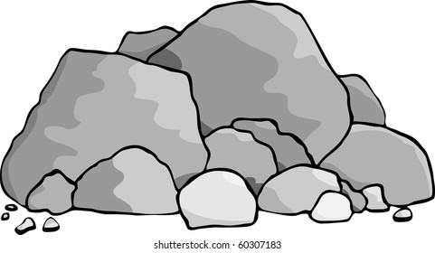 A pile of boulders and rocks.