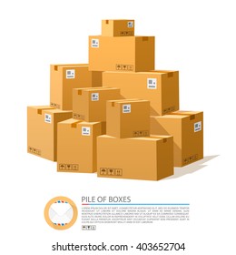 A pile of boxes. Cardboard brown vector. Vector illustration