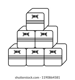 pile boxes carton with bars codes