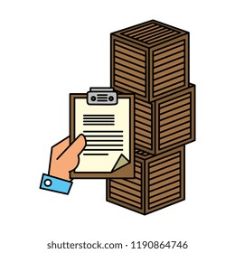 pile boxes carton with checklist delivery service