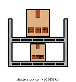 pile boxes carton in shelf delivery icon