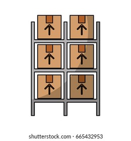 pile boxes carton in shelf delivery icon