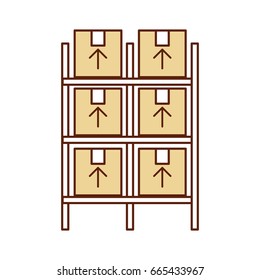 pile boxes carton in shelf delivery icon