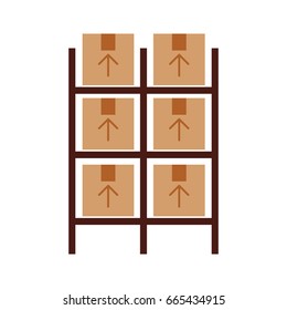 pile boxes carton in shelf delivery icon