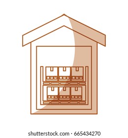 pile boxes carton in warehouse delivery icon