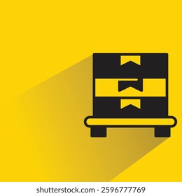 pile of boxes icon on shadow yellow background