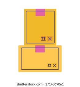 pile of boxes packing delivery service flat style vector illustration design