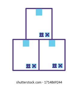 pila de cajas empaquetando el estilo de línea de servicio de entrega vectorial diseño