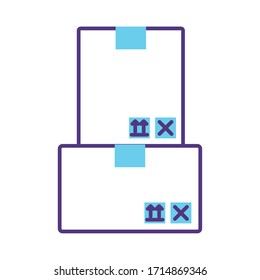 pile of boxes packing delivery service line style vector illustration design