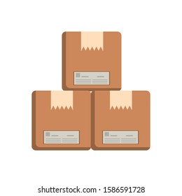 pile of boxes packing postal service vector illustration design
