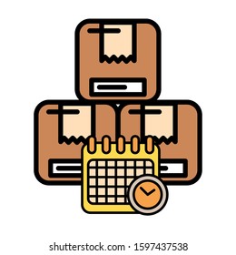 pile of boxes packing postal service vector illustration design