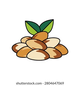 Pile of brazil nuts vector illustration with illustration isolated nutrition vegetarian agriculture minimalist