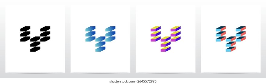 Pile Of Brick Block Stack Letter Initial Logo Design Y