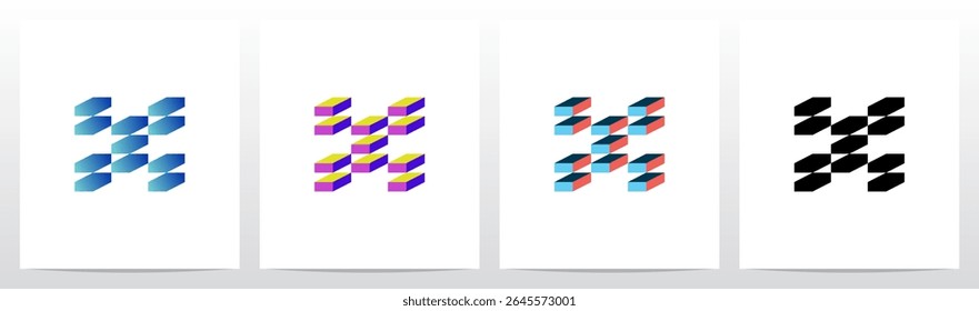 Pile Of Brick Block Stack Letter Initial Logo Design X